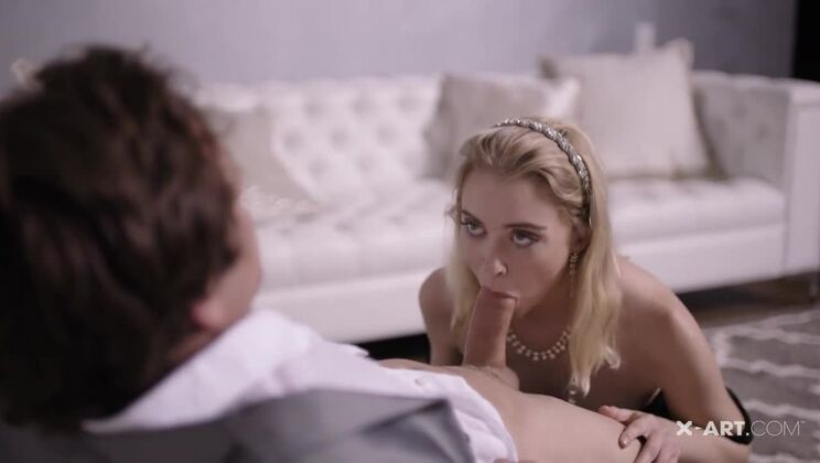 Young Blonde Chloe Pleasures with Her Hands