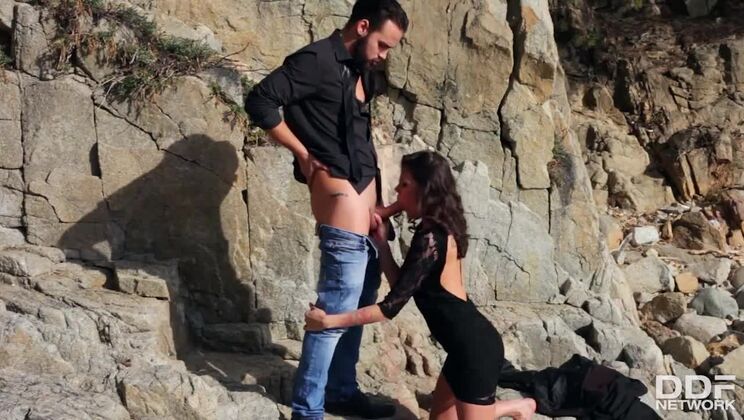 [OnlyBlowjob] - Sexy Verona Sky Sucks Dick in Lingerie on Beach - Verona Sky