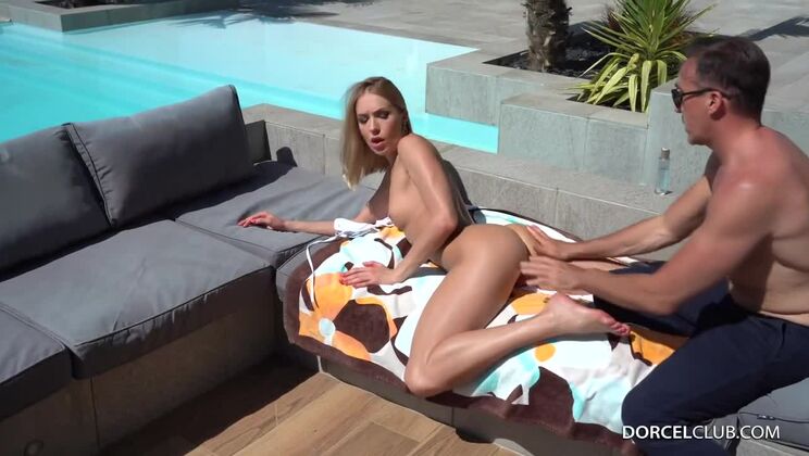 Cumshot on Angelika Grays Blonde Outdoor