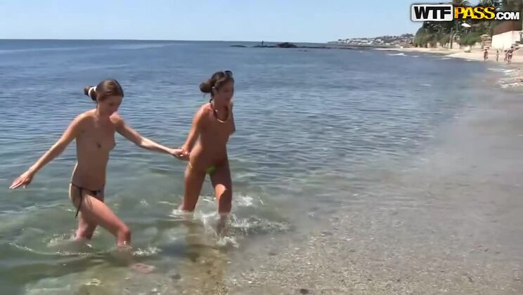 [WTFPass] - Hot Russian Babes Fuck on Beach - Carol Vega Threesome - Carol Vega