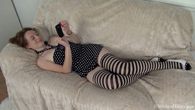 [WeAreHairy] - Ana Molly In Stockings Fingers Her Sex - Ana Molly