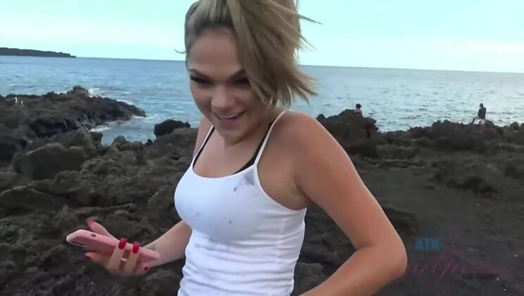 [ATKGirlfriends] - Athena Faris First Beach Fingering in Hawaii