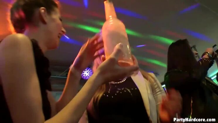 Brunette with Tattoos Sucks Big Cock at Wild Party