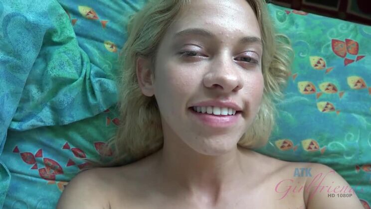 Cumshot on Khloe's Face After Hot Footjob