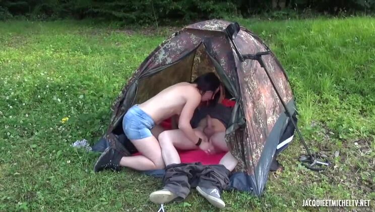 Brunette Estelle and Luna Outdoor Sex