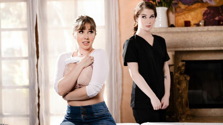 [AllGirlMassage] - Natural Tits Lesbians Lena Paul & Evelyn Claire Fingering Each Other - Lena Paul - Evelyn Claire