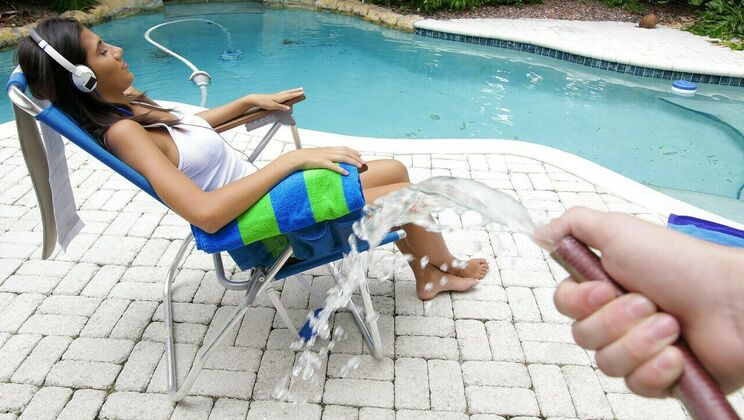 Victoria Valencia Gets Pranked by Pool