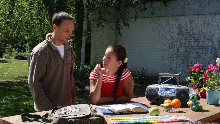 [Oldje] - Natural Tits Teen Gets Anal from Older Man in Garden