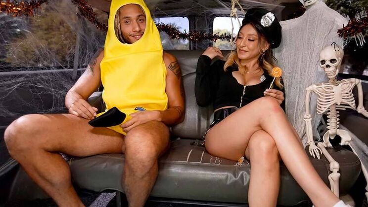 [BangBus] - Cumshot Party on Swalloween - Derek Savage - Mads Flores