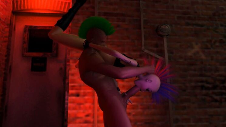 Animated Big Tits Babe Takes Massive Cock - SentiMetal Outdoor BJ