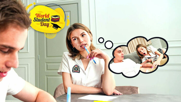 [ClubSweethearts] - Schoolgirl Blowjob on World Student Day - Milka Wey - Cristafeer Robien