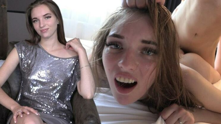 Hardcore Threesome with Petite Shaved Brunette