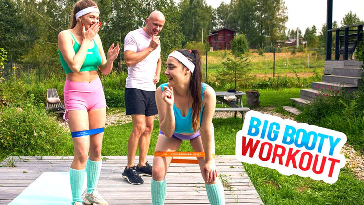 [ClubSweethearts] - Kissing and Big Ass Workout with Shaved Beauties - Aleks Sam - Remido - Leonoy Sparkle