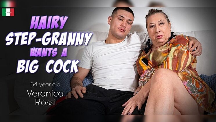 Veronica Rossi, Curvy Granny with Hairy Pussy, Gets Anal