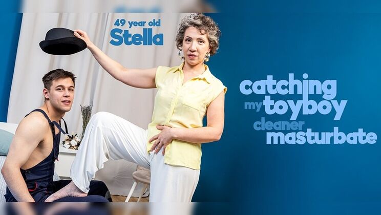 [Mature.nl] - Cougar Stella finds her young cleaner playing with his cock and starts sucking it - Stella V. - Karll