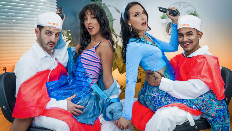 [SwappzSingles] - Family Dick Swap - Petite Teen and Fit Mom Take All Cum - Claire Black - Jade Greene - Tony Marzo - Arin Jones