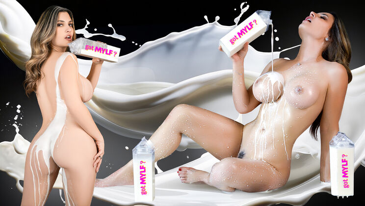 Brunette Babe Covered in Milk and Cum by Jayden