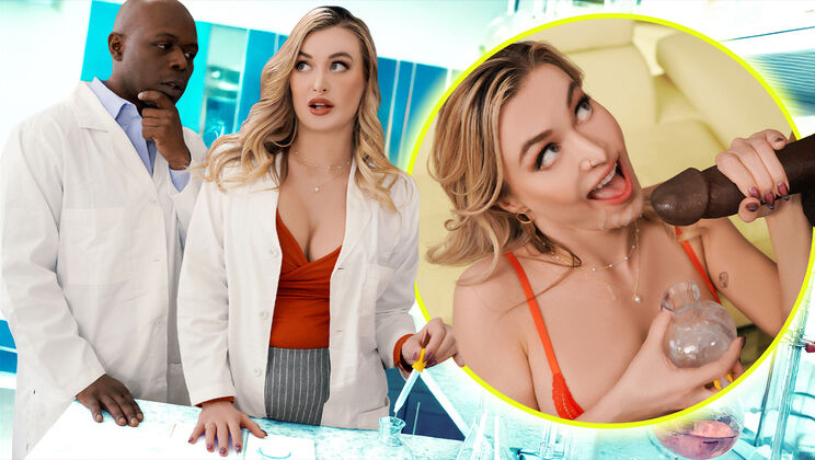 Fit Blonde PAWG Scientist Gags on BBC and Milks It Hard